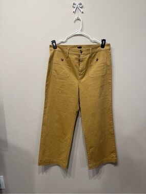 J. Crew Dark Khaki/Mustard Wide Leg Crop Pants